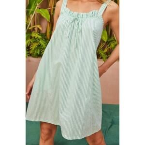 LAKE Pajamas Clover Green Seersucker Pima Cotton Alice Nightgown